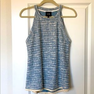 W5 Brand- Beautiful White and Blue Weave Knit Top
